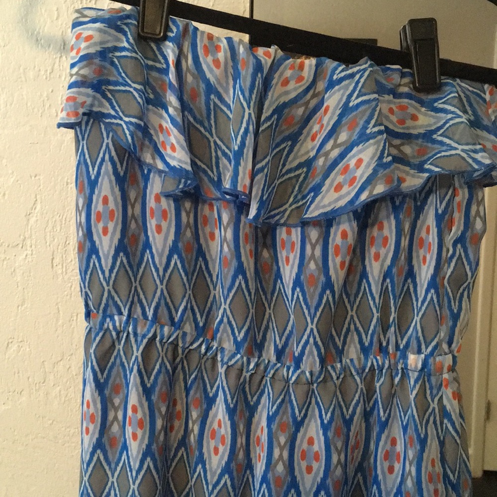 Blue and orange maxi dress